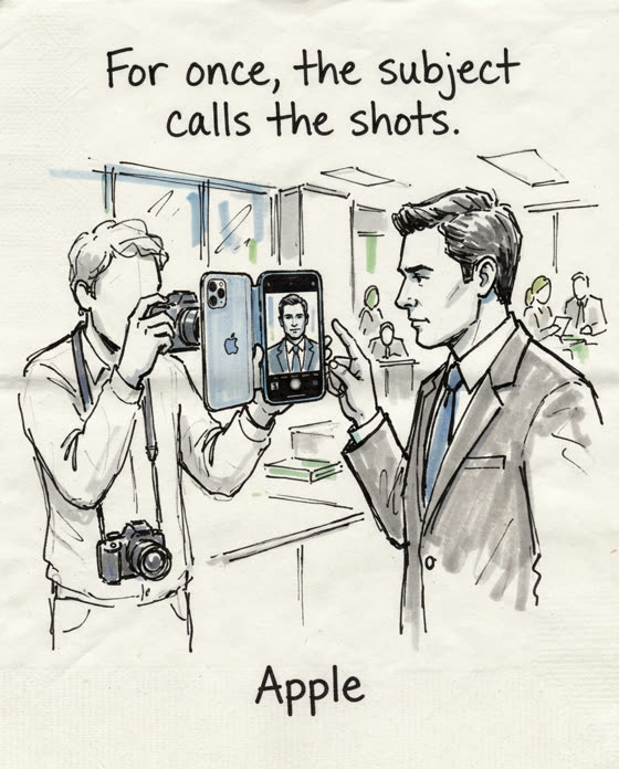 Marker sketch: Use Duo Preview to let a banker approve their own framing on the outer display while the photographer composes the shot.